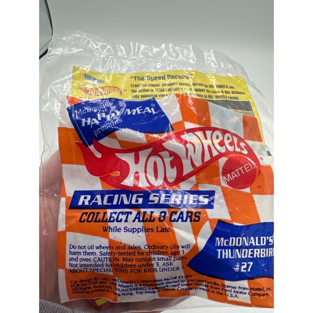 1993 McDonald's Hot‎ Wheels Thunderbird #27 Sealed Racing Series Happy Meal - Picture 5 of 9